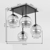 Koyoto 4-light ceiling light with globe shades, E14 sockets, modern retro style
