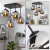 Modern cluster globe light Koyoto with 4 chrome and smoke glass shades, ø 15 cm, E14