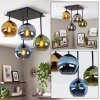 Modern Globe light Koyoto with 4 colourful glass shades in blue, gold and green, E14