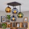 Modern Globe light Koyoto with 4 colourful glass shades in blue, gold and green, E14