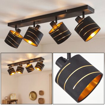 Alsen adjustable ceiling spotlight, 4-light with cylindrical slotted shades