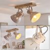 Sand-coloured Scandinavian Wooden Ceiling Spotlight Orny, 2-light, rotatable heads