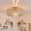 Round ceiling light Wemude with open metal cage shade in sand-coloured, Scandinavian style