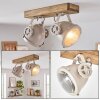 Adjustable ceiling spotlight Herford with wooden beam and two rotatable heads for hallways