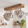 Adjustable ceiling spotlight Herford with wooden beam and two rotatable heads for hallways