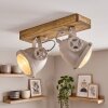 Adjustable ceiling spotlight Herford with wooden beam and two rotatable heads for hallways