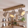 Boho-style wooden bar ceiling spotlight Herford with rotatable ecru heads