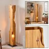 Wood floor lamp Sernadelo with live-edge column and light cut-outs, Boho-style in Ecru