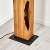 Wood floor lamp Sernadelo with live-edge column and light cut-outs, Boho-style in Ecru
