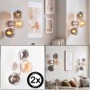 Modern three-light wall light Koyoto with smoke and amber glass shades, 2-piece set