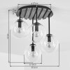 Cluster ceiling light Gastor with wood slats and blue, green and coppery glass shades
