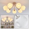Cluster ceiling light Ripoll in sand-coloured metal with seven white glass shades