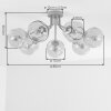 Cluster ceiling light Ripoll in sand-coloured metal with seven white glass shades