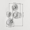 Modern Globe wall light Koyoto, 2-piece set with 3 clear glass shades for the couch