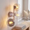 Modern Globe Wall Lamp Koyoto with clustered glass shades in smoke-coloured, amber and clear