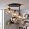 Modern cluster ceiling light Koyoto with four smoke-coloured, amber and clear glass shades