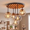 Boho Style cluster ceiling light Gastor with 5 clear, smoked and amber glass shades