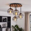 Modern Cluster ceiling light Gastor with four clear and smoke-coloured glass shades