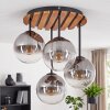 Modern Cluster ceiling light Gastor with four clear and smoke-coloured glass shades