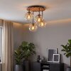 Modern Cluster Ceiling Light Gastor with four amber and clear glass shades
