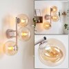 Modern three-light wall light Gastor with amber glass shades in vertical arrangement