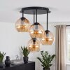 Modern Cluster ceiling light Koyoto with four amber shades over the dining table