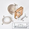 Adjustable Ceiling Spotlight Herford with Square Wooden Ceiling Plate, ecru housing