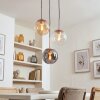 Globe pendant light Gastor adjustable during installation, smoke, amber, clear glass shades