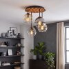 Modern Cluster ceiling light Koyoto with 4 amber, smoke and clear glass shades
