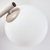 Modern globe wall light Gastor with three white glass shades for the couch