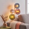 Modern Wall Light Gastor with three clustered blue, green and coppery glass shades
