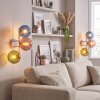 Cluster wall light Gastor, Retro 2-piece set with vertical three-light design beside sofa