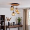 Boho-style Cluster ceiling light Koyoto with four round amber glass shades
