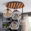 Cluster Ceiling Light Koyoto with 4 glass shades in amber, smoke-coloured and clear