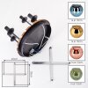 Cluster Ceiling Light Koyoto with 4 gold and blue glass shades, round wood-slat canopy