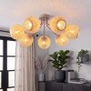 Cluster ceiling light Basto, Boho Style, seven woven ecru bamboo shades