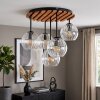 Cluster ceiling light Koyoto, ecru wooden slats, 5 clear glass shades for the dining table