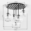 Cluster ceiling light Koyoto, ecru wooden slats, 5 clear glass shades for the dining table