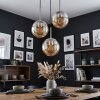 Cluster pendant light Gastor, height-adjustable during installation, with amber glass shades