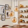 Cluster Pendant Light Gastor with three amber glass shades, adjustable during installation