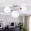 Modern Globe ceiling light Gastor with three white glass shades in cluster