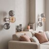Globe wall light Koyoto, 2-piece set with three clustered smoke and amber glass shades