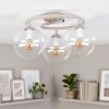 Modern Globe Ceiling Light Gastor with three clear glass shades, sand-coloured