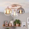 Modern Cluster Ceiling Light Gastor with 3 round glass shades in smoke, amber and clear