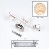 Globe ceiling light Basto with three spherical Boho-style woven shades, sand-coloured