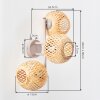 3-Light Wall Light Basto Set of 2 with Woven Bamboo Shade Spheres, Sand-Coloured