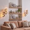 Retro cluster wall light Koyoto, 2-piece set with three smoke-clear glass shades