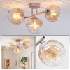 Retro cluster ceiling light Koyoto with three amber and clear glass shades