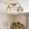 Modern Cluster Ceiling Light Koyoto with 3 Amber, Smoke and Clear Glass Shades