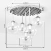 Cluster ceiling light Gastor with wood slats, five clear glass shades for the dining table